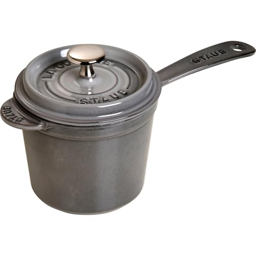 STAUB Stieltopf / Kasserolle für Saucen, 18 cm, 2,8 L, aus Gusseisen, für alle Herdarten, Graphitgrau im Sale