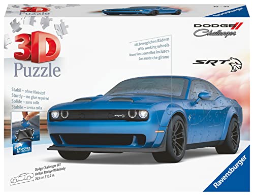 Ravensburger 3D Puzzle 11283 - Dodge Challenger SRT Hellcat Redeye Widebody - Das stärkste Muscle Car der Welt als 3D Puzzle Auto - 108 Teile - für Dodge Fans ab 10 Jahren