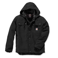 Thumbnail for Carhartt, Herren, Lockere Arbeitsjacke aus ausgewaschenem Segelleinen mit Sherpa-Futter, Schwarz, im Sale