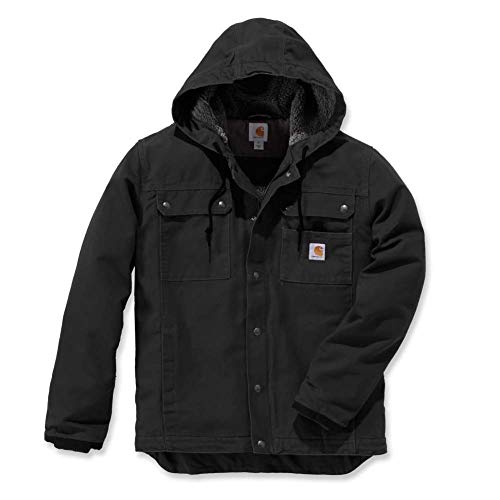 Carhartt, Herren, Lockere Arbeitsjacke aus ausgewaschenem Segelleinen mit Sherpa-Futter, Schwarz, im Sale