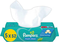 Thumbnail for Pampers Fresh Clean Baby Feuchttücher, 260 Tücher (5 x 52) milder Duft, auch für Hände und Gesicht geeignet,52 Stück (5er Pack)