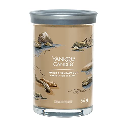 Yankee Candle Signature Duftkerze | große Tumbler-Kerze mit langer Brenndauer „Amber & Sandalwood“ | Soja-Wachs-Mix | Perfekte Geschenke für Frauen im Sale