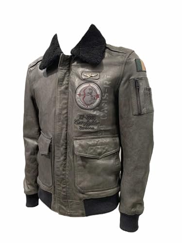 Aeronautica Militare PN953PL Piloten-Lederjacke, Herren, gepolstert, Jacke, Schwarz , im Sale