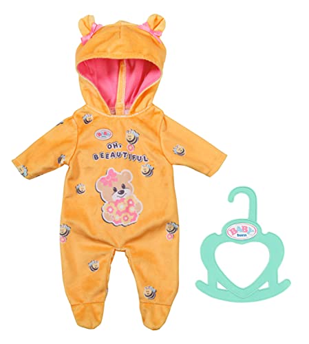 BABY born Bear PUPPE Zapf Creation 834619 Little Onesie 36cm-Puppenanzug Einteiler mit Kapuzen, Bären-Ohren und Schleifchen, Gold gelb, Einfarbig, rot, im Sale