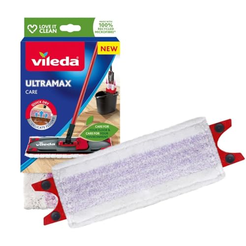 Vileda Ultramax Care Bodenwischer Ersatzbezug, Bodenreinigung, Wischmopp Bezug, Für empfindliche Böden, 100 Prozent recycelte Mikrofaser, Schnell getrockneter Boden, 1er Pack im Sale