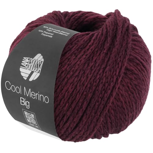 LANA GROSSA Cool Merino Big | Voluminöses Kettengarn aus klassischer Merinowolle | Handstrickgarn aus 90% Schurwolle (Merino) & 10% Polyamid | 50g Wolle zum Stricken & Häkeln | 90m Garn im Sale