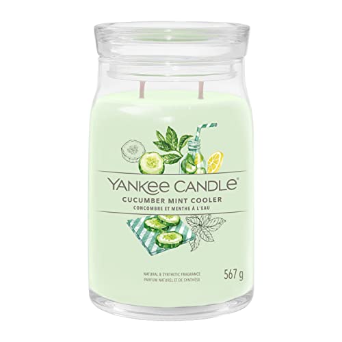 Yankee Candle Signature Duftkerze | Gurke Minzkühler Große Glaskerze mit Doppeldochten | Sojawachsmischung lang brennende Kerze | Perfekte Geschenke für Frauen im Sale