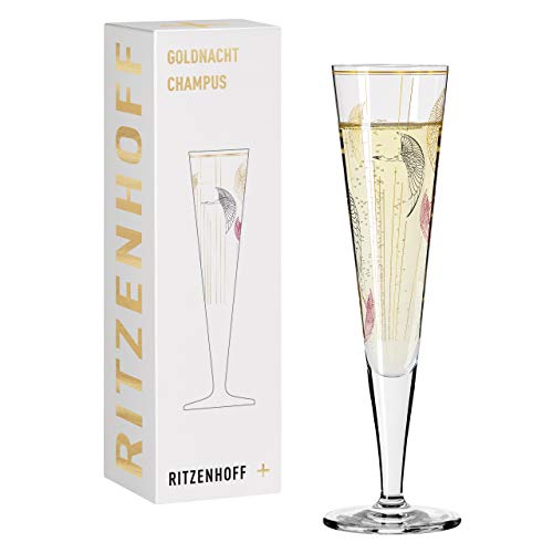 RITZENHOFF 1071018 Champagnerglas 200 ml - Serie Goldnacht Nr. 18 - Edles Designerstück mit Echt-Gold - Made in Germany im Sale