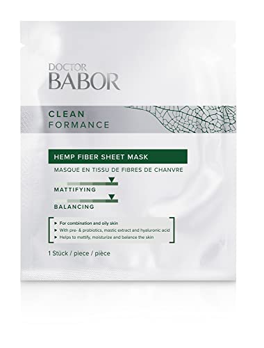 DOCTOR BABOR CLEANFORMANCE Hemp Fiber Sheet Mask, Kühlende Tuchmaske für ölige Haut & Mischhaut, mit Hyaluronsäure, Mattierend, Vegane Formel, 1 Stk.