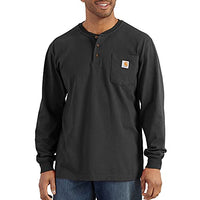 Thumbnail for Carhartt Herren Loose Fit, schweres, langärmliges Pocket Henley-T-Shirt, Schwarz, im Sale