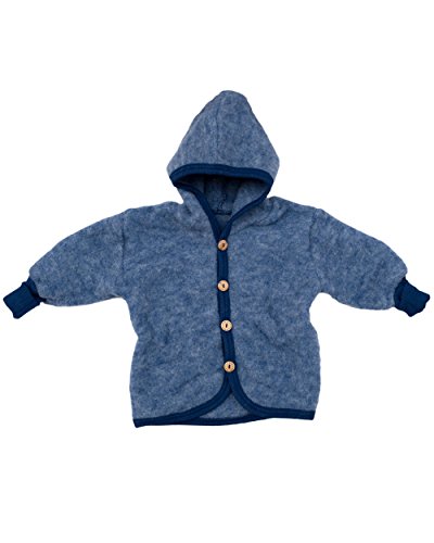 Cosilana Baby Woll-Fleece Jäckchen mit Kapuze kbT Wolle Bio Baumwolle (98-104, Braun-Melange) im Sale