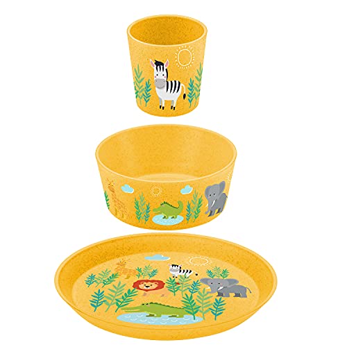 KIDS SET AFRICA Kleiner Teller + Schale + Becher organic yellow im Sale