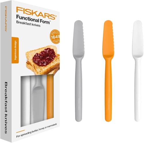 Fiskars Frühstücksmesser-Set, 3-teilig, Kunststoff, Weiß/Orange/Grau, Functional Form, 1016121 im Sale