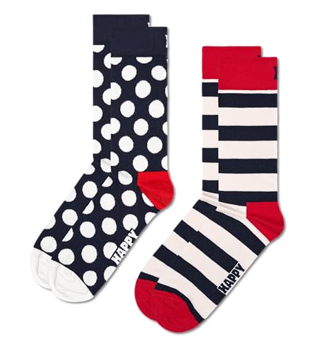 Happy Socks Unisex 2-pack Classic Big Dot, Blau, Rot, Weiß, 41-46 EU im Sale