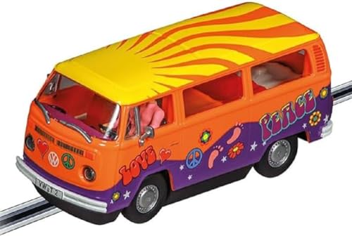 Carrera Digital 132 I VW Bus T2b Peace and Love I Hippie Stil auf der Rennstrecke I Slotcar im Maßstab 1:32 I Individuell codierbar I Authentische Frontbeleuchtung I Slotcar für Carrera Rennbahn im Sale