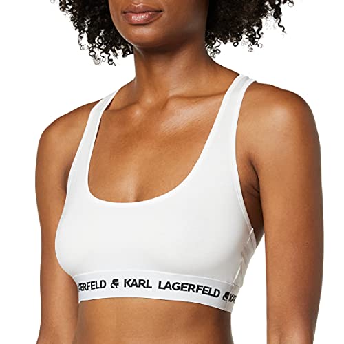 KARL LAGERFELD Damen Karl Lagerfeld Damen Sport-Bh Mit Karl-Logo, Weiß, im Sale