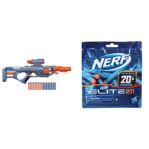 Nerf Elite 2.0 Eaglepoint RD-8 Blaster, 8-Dart Trommel, 16 Nerf Darts, Bolzen & Hasbro F0040EU5 Nerf Elite 2.0 20er Dart Nachfüllpackung – 20 Nerf Elite 2.0 Darts im Sale