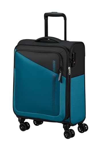 American Tourister Daring Dash - Spinner S, Erweiterbar Handgepäck, 55 cm, 39/46 L, Schwarz/Blau (Black/Blue) im Sale