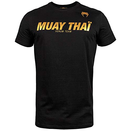 Venum Herren Muay Thai VT T-Shirts, Schwarz/Gold, XXL