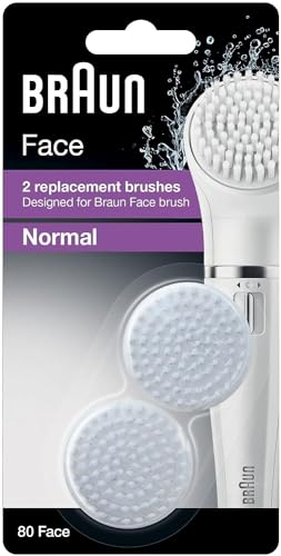 Braun FaceSpa Gesichtsreinigungsbürste Damen, Ersatzbürsten Normal, 2 Stück, für Braun Gesichtsreinigungsgeräte, SE80n, weiß im Sale