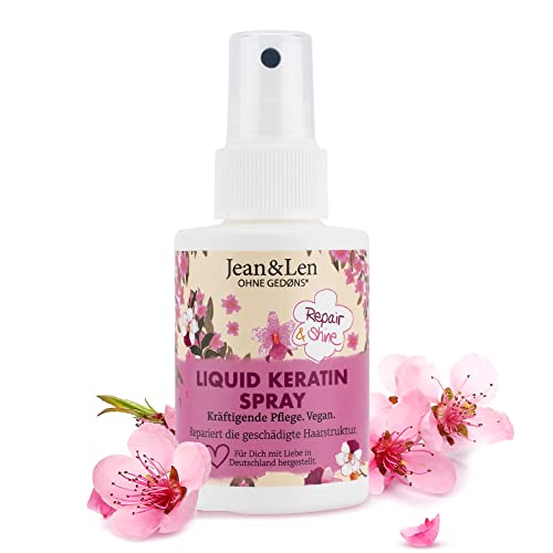 Jean & Len Liquid Keratin Spray, mit Phyto-Keratin Bausteinen & Proteinen, pflegt geschädigtes Haar, duftet nach Sandalwood und Silk, ohne Parabene und Silikone, vegan, 100 ml (1er Pack) im Sale