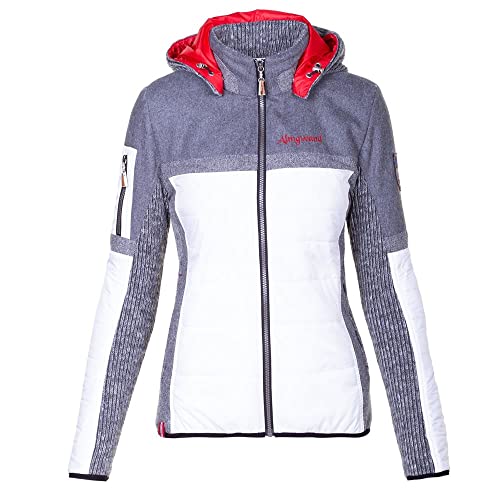 Almgwand W Nordspitze Grau-Weiß - PrimaLoft Modische winddichte Damen Hybridjacke, Größe 38 - Farbe White - Grey