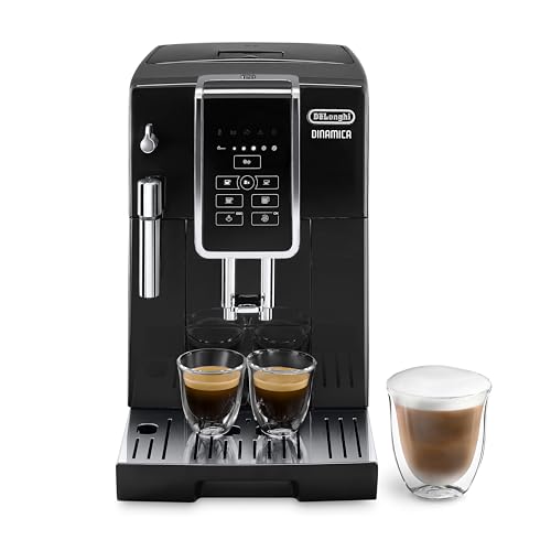 De'Longhi Dinamica ECAM 350.15.B Kaffeevollautomat mit Milchaufschäumdüse für Cappuccino, mit Espresso und Kaffee Direktwahltasten und Digitaldisplay mit Klartext, 2-Tassen-Funktion, Schwarz