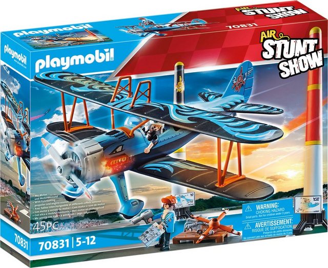 Playmobil® Konstruktions-Spielset Doppeldecker Phönix (70831), Air Stuntshow, (45 St), mit Soundeffekten, Made in Germany