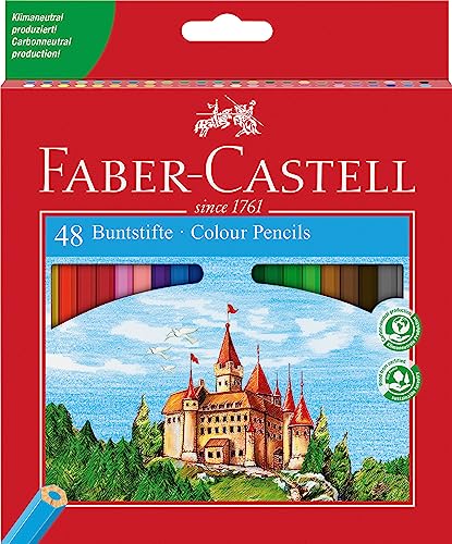 Faber-Castell 120148 - Buntstifte Set Castle, 48-teilig, hexagonal, bruchsicher, für Kinder und Erwachsene im Sale