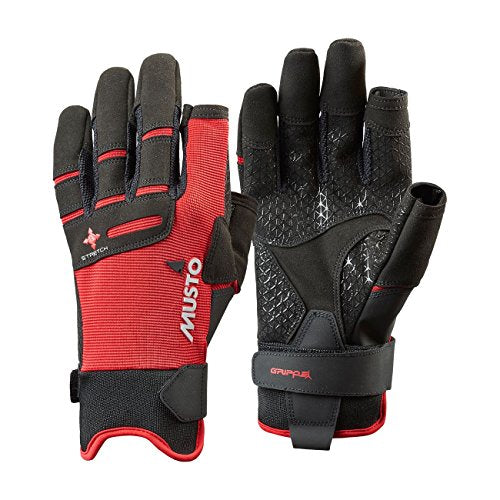 Musto Perfomance Segeln Yachting und Dinghy Lange Fingerhandschuhe Rot - Erwachsene Unisex - Leichtgewicht. Atmungsaktiv - Leichtes Stretch im Sale