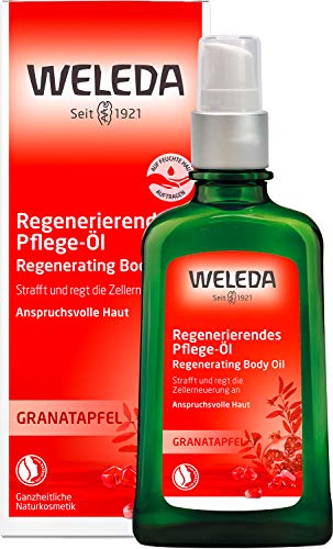 WELEDA Bio Granatapfel Körperöl - ätherisches Naturkosmetik Hautpflege Massageöl / Pflegeöl mit Jojobaöl, Sesamöl & Macadamia Öl strafft die Haut & mindert Zeichen der Hautalterung (vegan / 100ml)