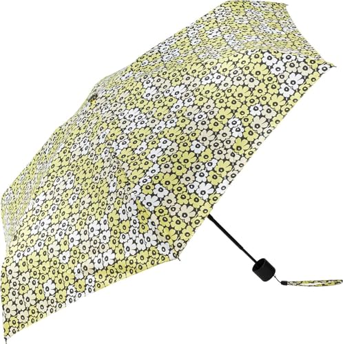 Marimekko Unikko Mini Regenschirm manuell schwarz, gelb, grün, weiß Höhe 95,0 cm; Breite 95,0 cm; Länge 95,0 cm; im Sale