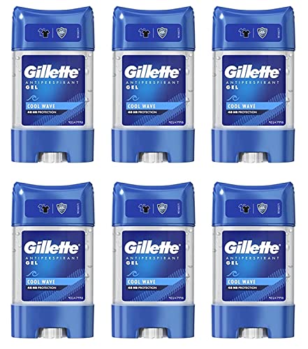 Gillette Antitranspirant Deo Gel für Männer, 420 ml (70 ml x 6), 48h unsichtbarer Schweiß- und Geruchsschutz, kühle Welle, Verpackung kann variieren