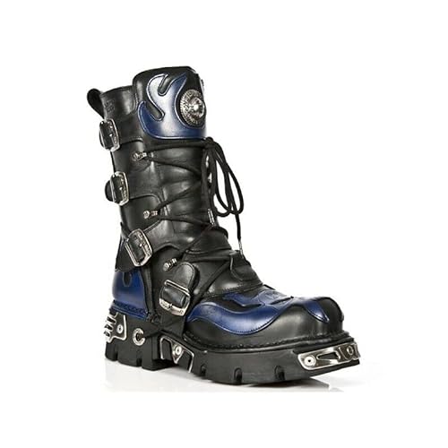 New Rock Unisex Silber Metallisch Schädel Teufel Gote Punk Leder Kalbsstiefel 36 im Sale