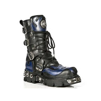 Thumbnail for New Rock Unisex Silber Metallisch Schädel Teufel Gote Punk Leder Kalbsstiefel 36 im Sale