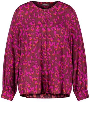 Samoon Damen Langarmbluse mit Allover-Print Langarm, Manschetten Gemustert Bordeaux Gemustert 54 im Sale