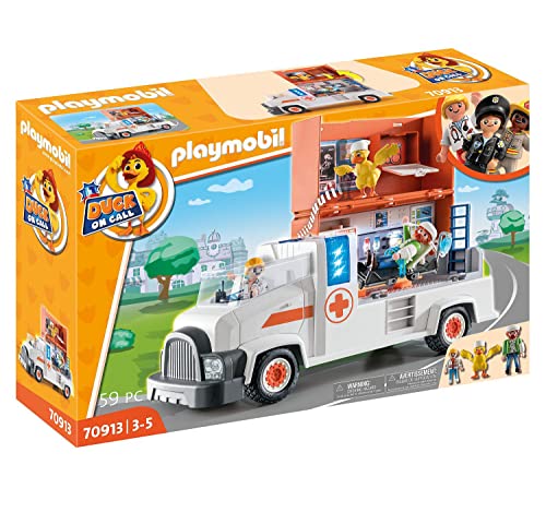 PLAYMOBIL DUCK ON CALL 70913 Notarzt Truck mit Station, Licht und Sound, Spielzeug für Kinder ab 3 Jahren im Sale