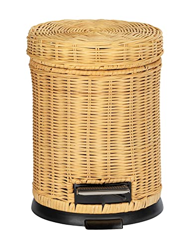 WENKO Kosmetik Treteimer Manila 3 Liter, aus echtem Rattan, Badezimmer-Mülleimer mit Absenkautomatik, kleiner Abfalleimer, Holz und Kunststoff, 19,5 x 26,5 x 24 cm, Beige im Sale