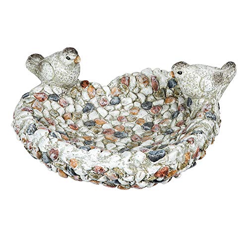 formano Vogeltränke mit Vögeln 28 cm Stein Mosaik Design wetterfest Magnesia Gartendeko