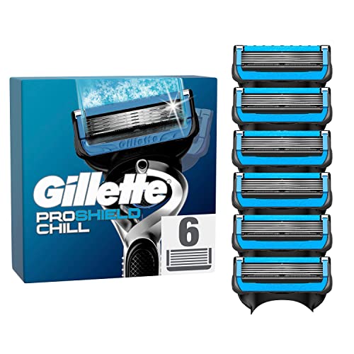 Gillette ProShield Chill Rasierklingen für Rasierer, 6 Ersatzklingen für Nassrasierer Herren mit 5-fach Klinge, Made in Germany