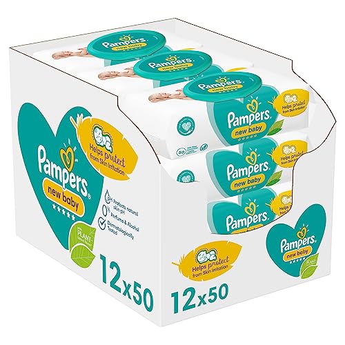 Pampers Baby Wipes Multipack, New Baby Sensitive, 600 Count (12 x 50), Baby-Essentials für Neugeborene