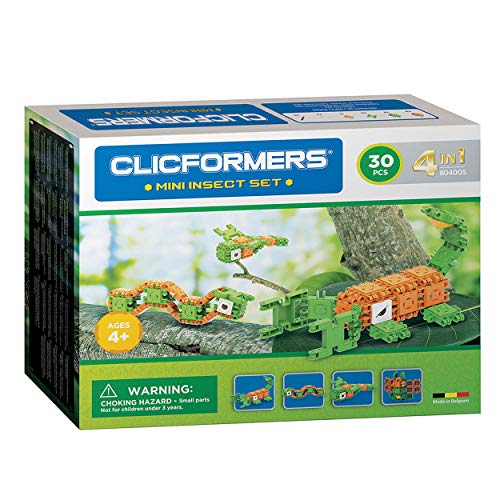 Clicformers 804005 Mini Insecten Set 4in1, 30 dlg, Mehrfarbig