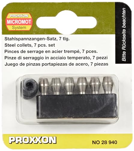 Proxxon 28940 MICROMOT-Stahlspannzangen, 6 Stück, schwarz/silberfarben