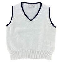 Thumbnail for Il Gufo A45 Gilet Bimbo Boy White Cotton Sleeveless Sweater [3 Months]