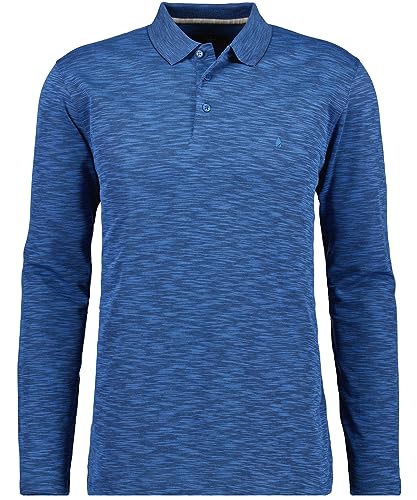 RAGMAN Herren Softknitpolo Flammdesign, Langarm , Blau-Melange-765 im Sale