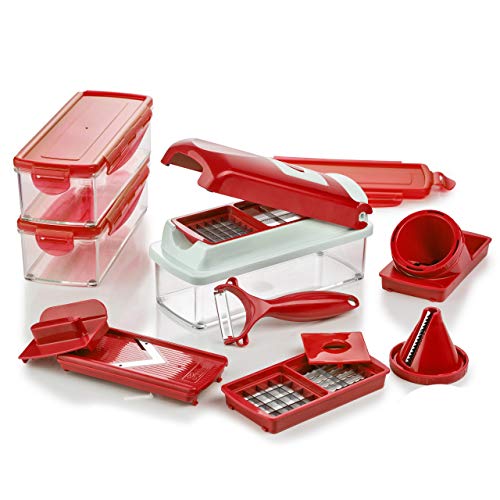 Genius Nicer Dicer Smart Julietti | 16 Teile | Gemüseschneider | Spiralschneider | Julienneschneider | Schneiden/Würfeln/Hobeln/Schälen/Juliennes | Mandoline | Zerkleinerer | NEU im Sale