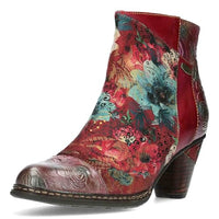 Thumbnail for Laura Vita Damen Stiefelette Leder Patchwork Blumen Muster Alcizeeo 06, im Sale