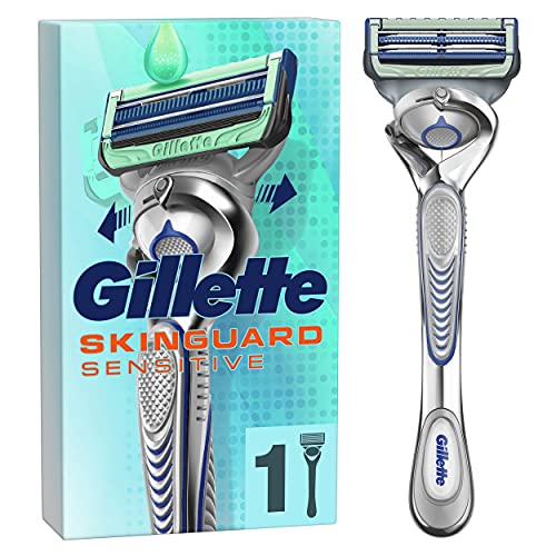 Gillette SkinGuard Sensitive Nassrasierer Herren, Rasierer + 1 Rasierklinge mit Flexgriff und Hautschutz, Geschenk Männer im Sale