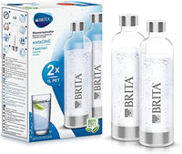 Thumbnail for BRITA Flaschen 2er-Pack für Wassersprudler sodaONE | 2X 1 Liter Ersatzflaschen | Leichte, BPA-freie PET-Flasche im Duo-Pack | Sprudlerflaschen mit Elementen aus poliertem Edelstahl