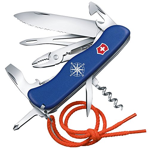 VICTORINOX Taschenmesser Skipper, Segelmesser, 5 Funktionen, Swiss Made, Multitool mit Große Klinge mit Wellenschliff, Feststellklinge, Blau im Sale